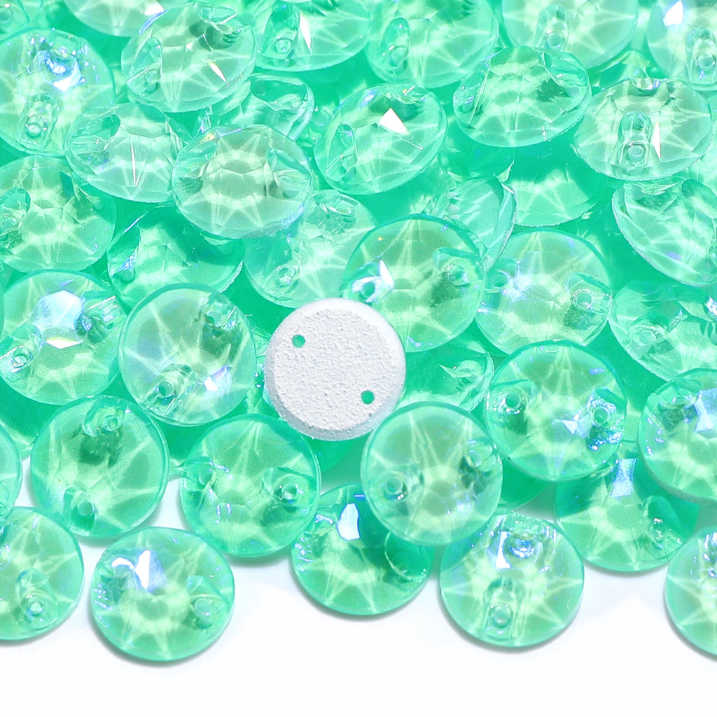 Electric Neon Greenwrap XIRIUS Round Shape High Quality Glass Sew-on Rhinestones