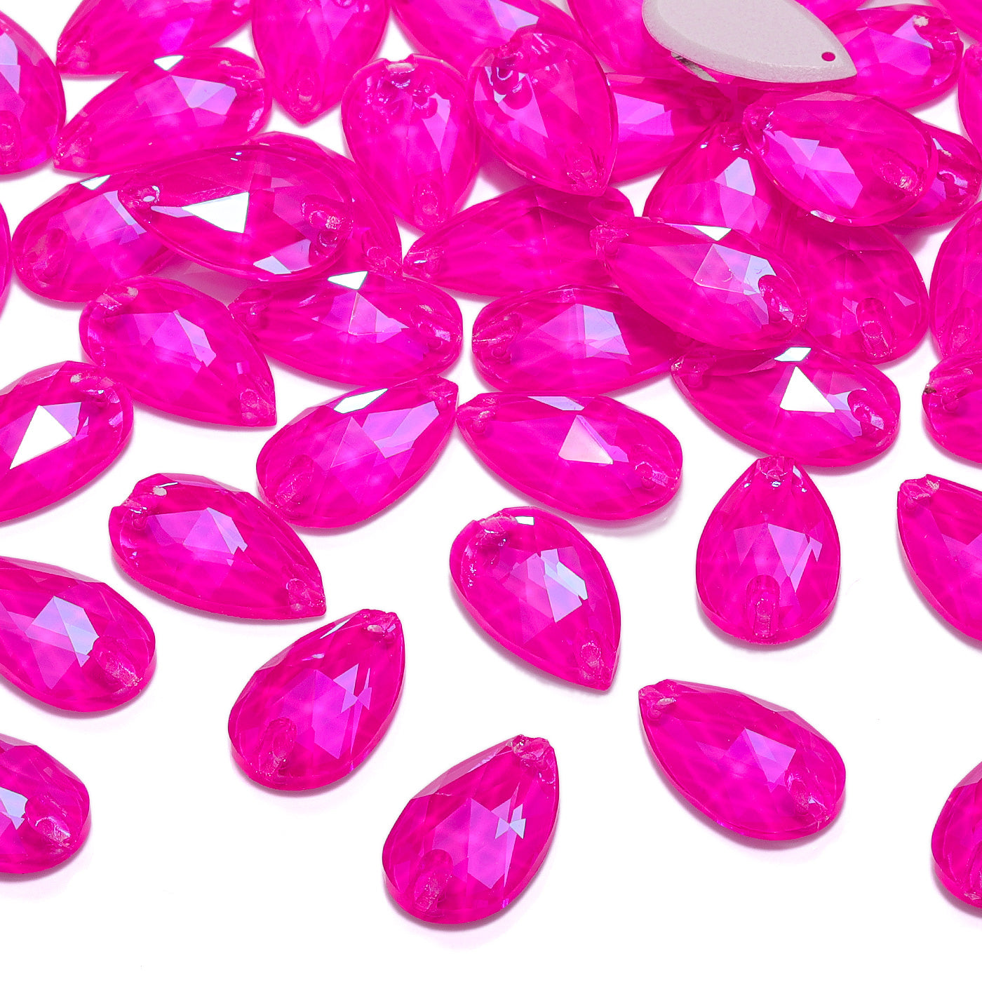 Electric Neon Fuchsia Drop Shape High Quality Glass Sew-on Rhinestones WholesaleRhinestone