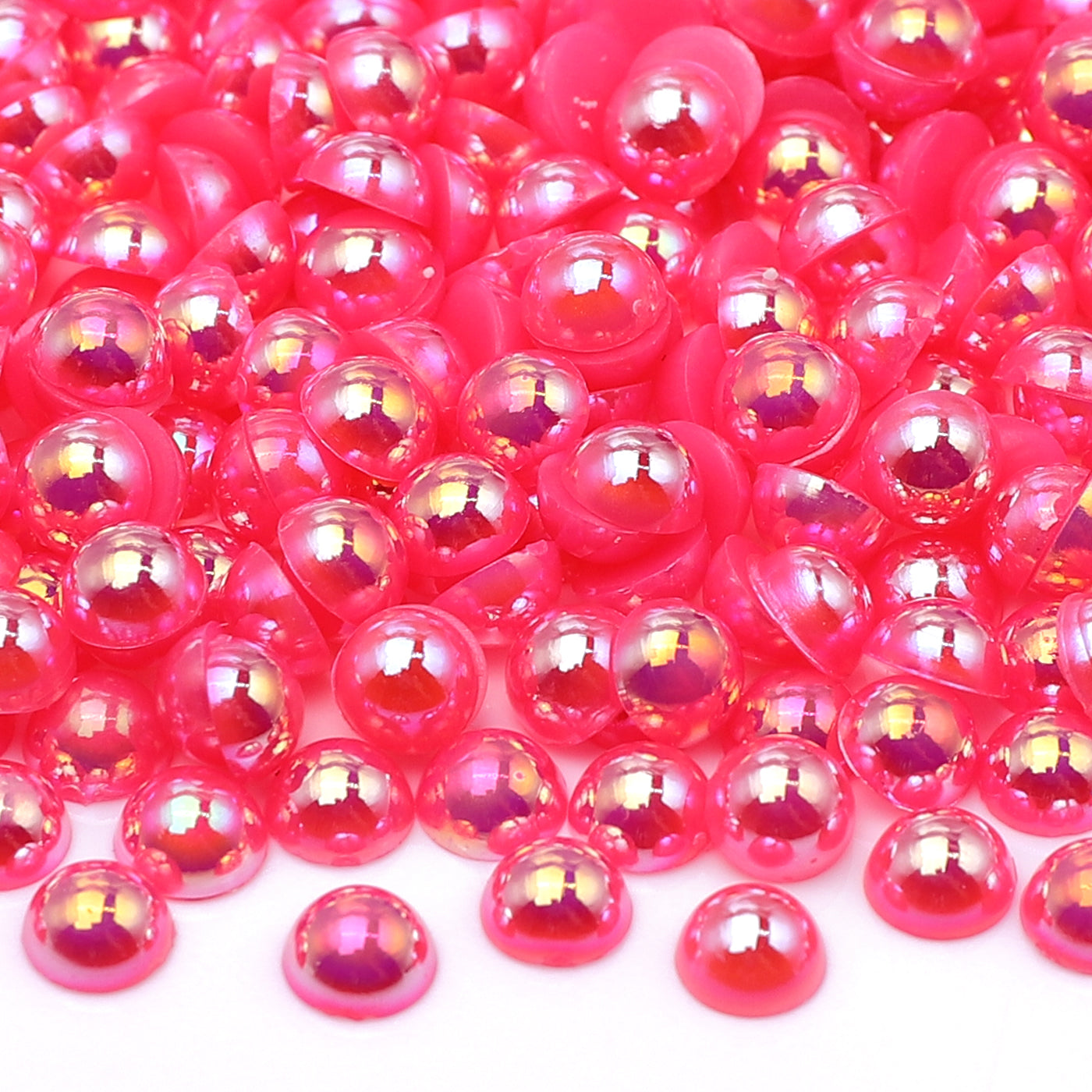 Peach Red AB Resin Flat Back Pearls Multi Sizes Secondary image