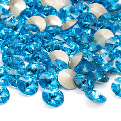 Aquamarine Rivoli Shape High Quality Glass Pointed Back Fancy Rhinestones