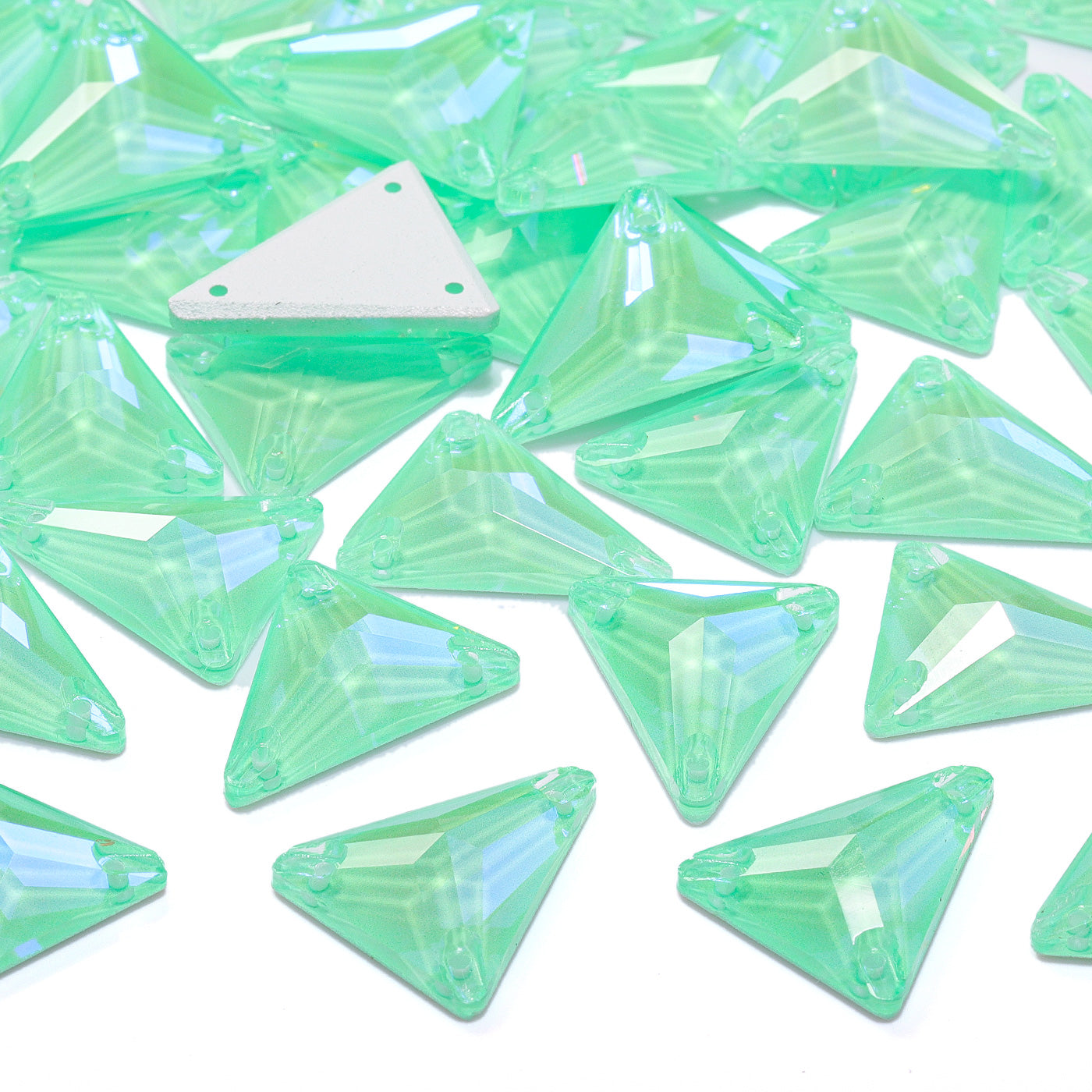 Electric Neon Greenwrap Slim Triangle Shape High Quality Glass Sew-on Rhinestones