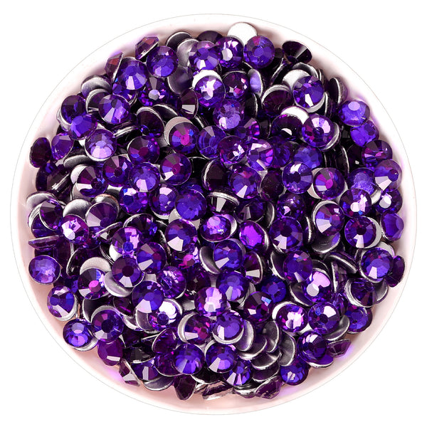 Pure Purple Glass FlatBack Rhinestones Silver Back WholesaleRhinestone
