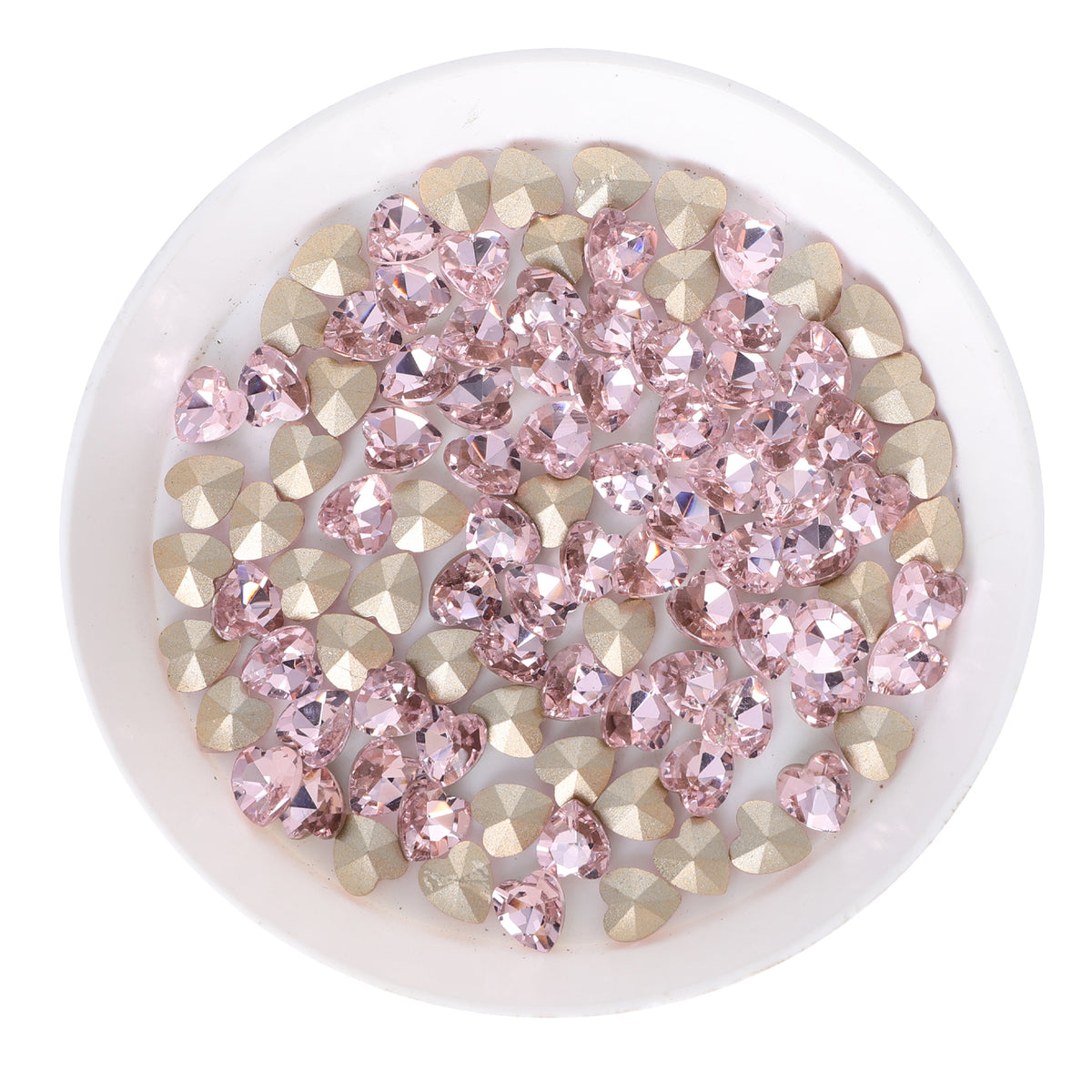 Pink Heart Shape Glass Pointed Back Fancy Rhinestones WholesaleRhinestone Main image