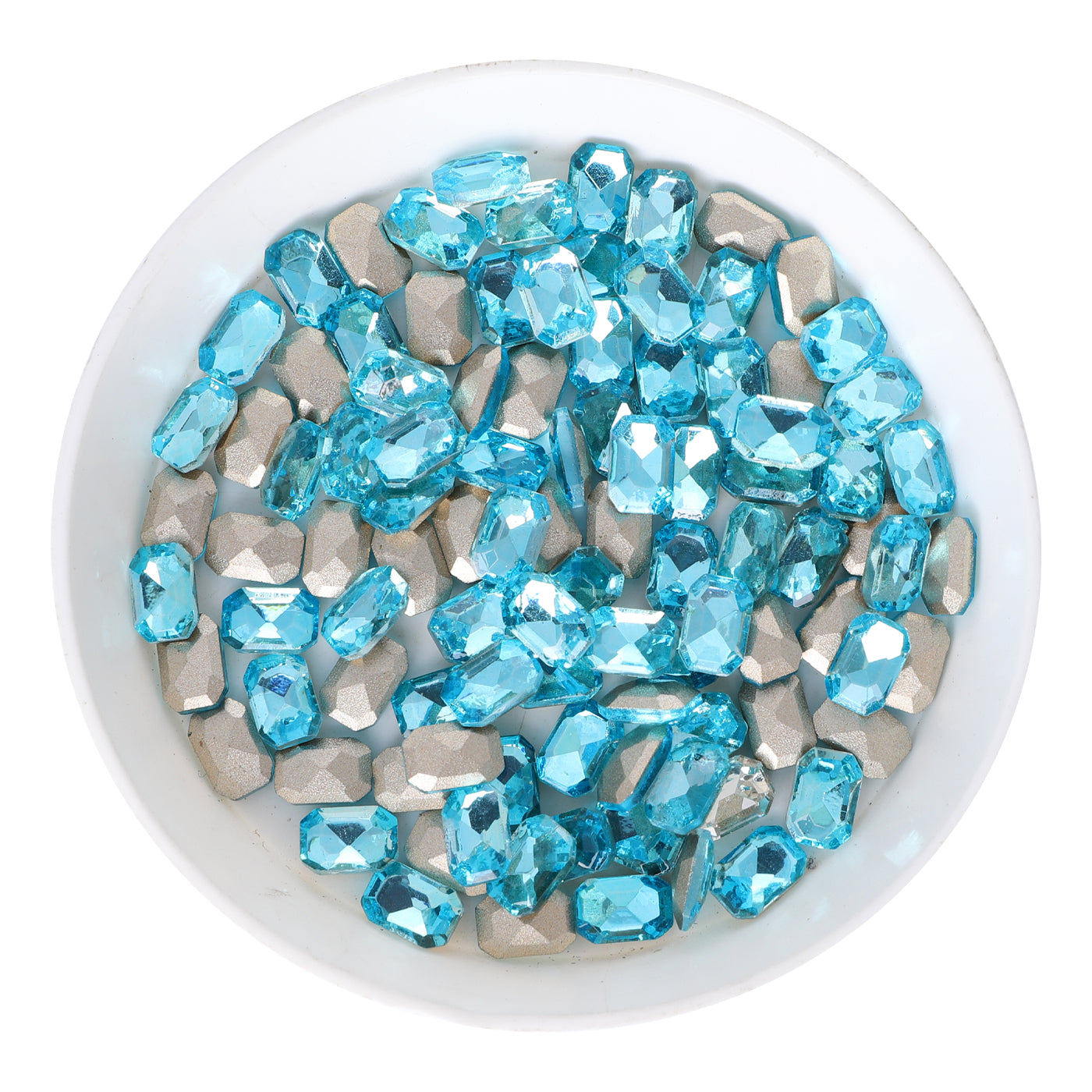 Light Aquamarine Thin Octagon Shape Glass Pointed Back Fancy Rhinestones WholesaleRhinestone