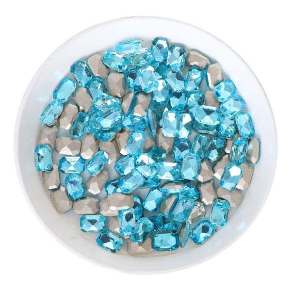 Light Aquamarine Thin Octagon Shape Glass Pointed Back Fancy Rhinestones WholesaleRhinestone