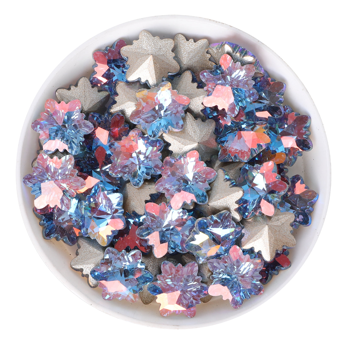 Lt Light Blue AB Snowflake Shape Glass Pointed Back Fancy Rhinestones WholesaleRhinestone Main image