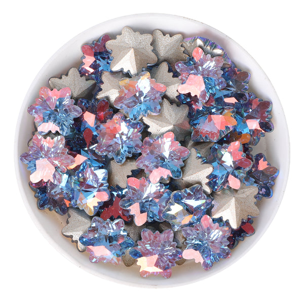 Lt Light Blue AB Snowflake Shape Glass Pointed Back Fancy Rhinestones WholesaleRhinestone