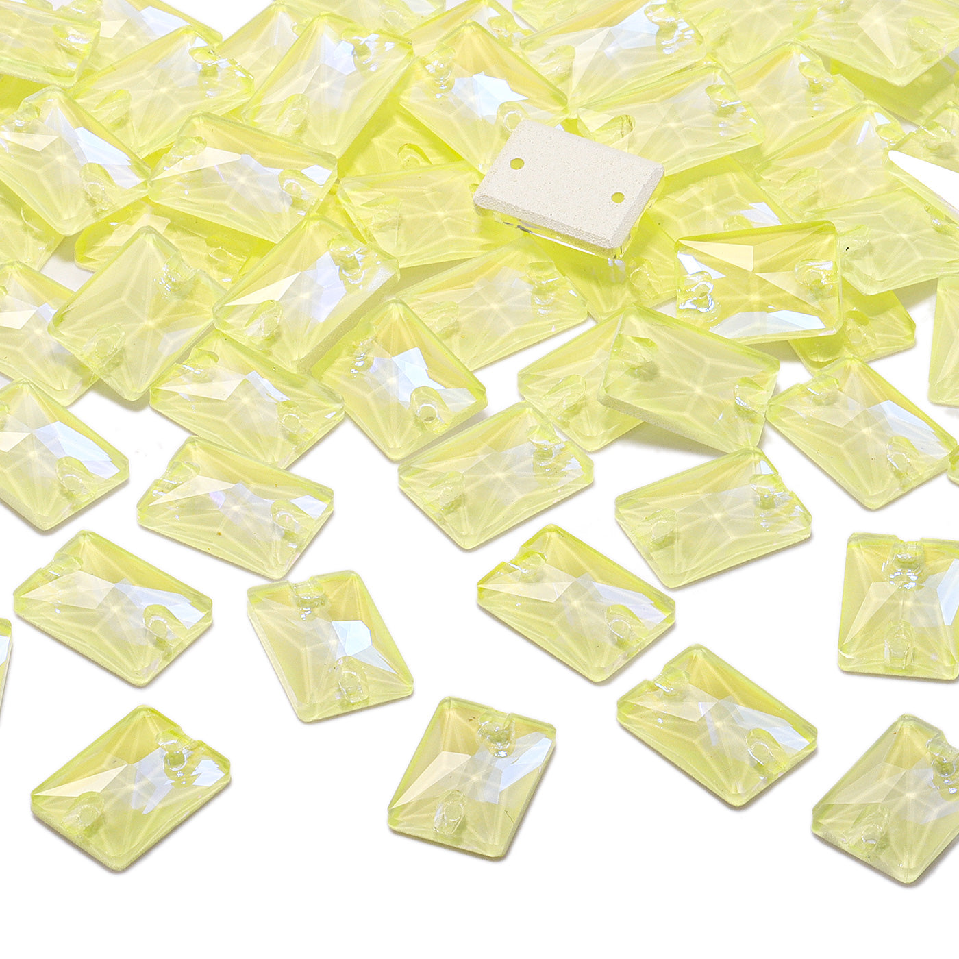 Electric Neon Light Topaz Rectangle Shape High Quality Glass Sew-on Rhinestones