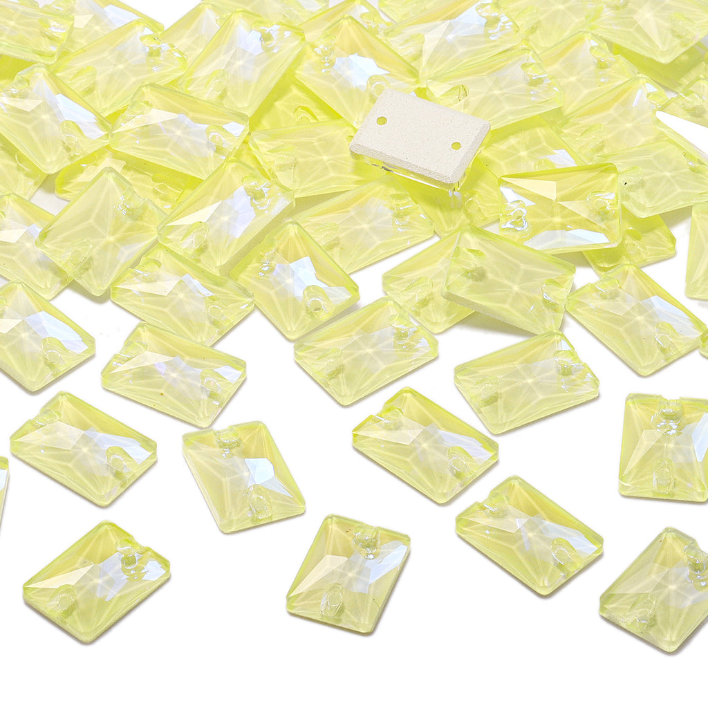 Electric Neon Light Topaz Rectangle Shape High Quality Glass Sew-on Rhinestones WholesaleRhinestone