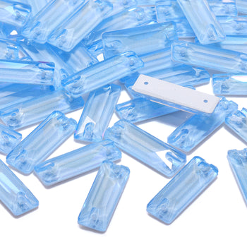Electric Neon Light Blue Cosmic Baguette Shape High Quality Glass Sew-on Rhinestones WholesaleRhinestone
