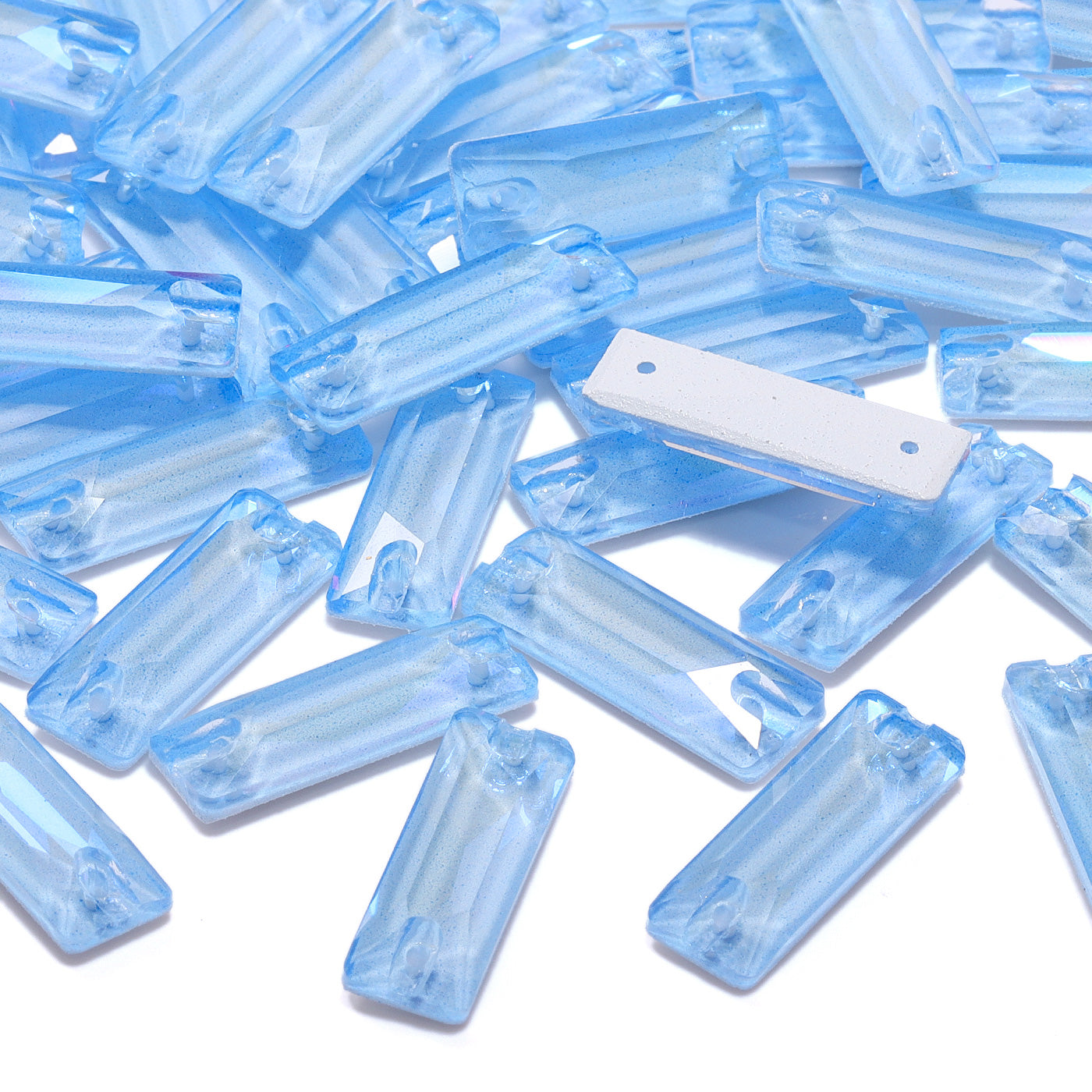 Electric Neon Light Blue Cosmic Baguette Shape High Quality Glass Sew-on Rhinestones WholesaleRhinestone