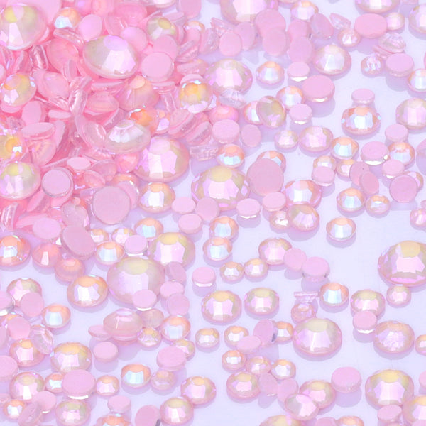 Mixed Sizes Neon Pink Snowy White AB Glass Flat Back Rhinestones For Nail Art WholesaleRhinestone