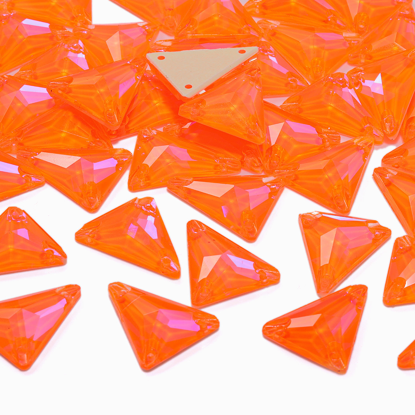 Electric Neon Orange Yellow Slim Triangle Shape High Quality Glass Sew-on Rhinestones