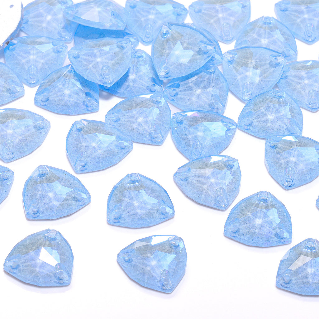 Electric Neon Light Blue Trilliant Shape High Quality Glass Sew-on Rhinestones WholesaleRhinestone