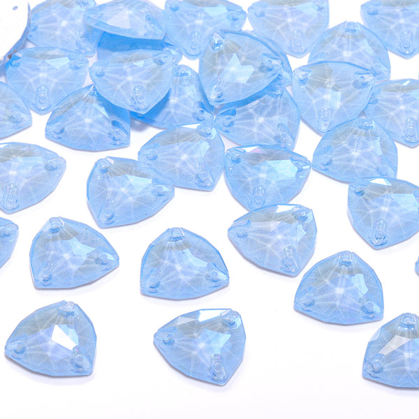 Electric Neon Light Blue Trilliant Shape High Quality Glass Sew-on Rhinestones WholesaleRhinestone