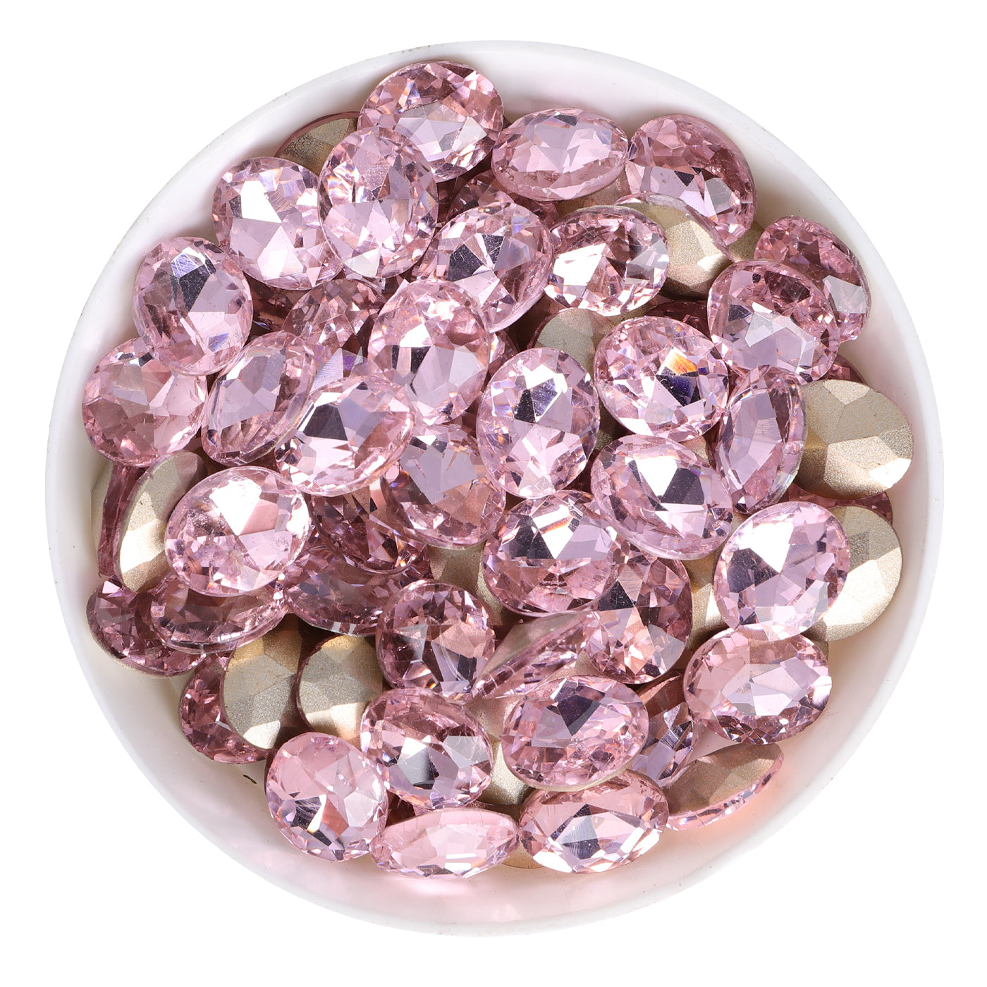 Pink Oval Shape Glass Pointed Back Fancy Rhinestones WholesaleRhinestone Main image