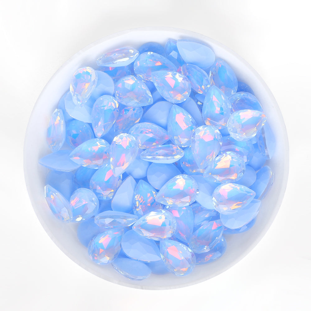 Lyseblått am drop form glass spiss tilbake fancy rhinestones Secondary image