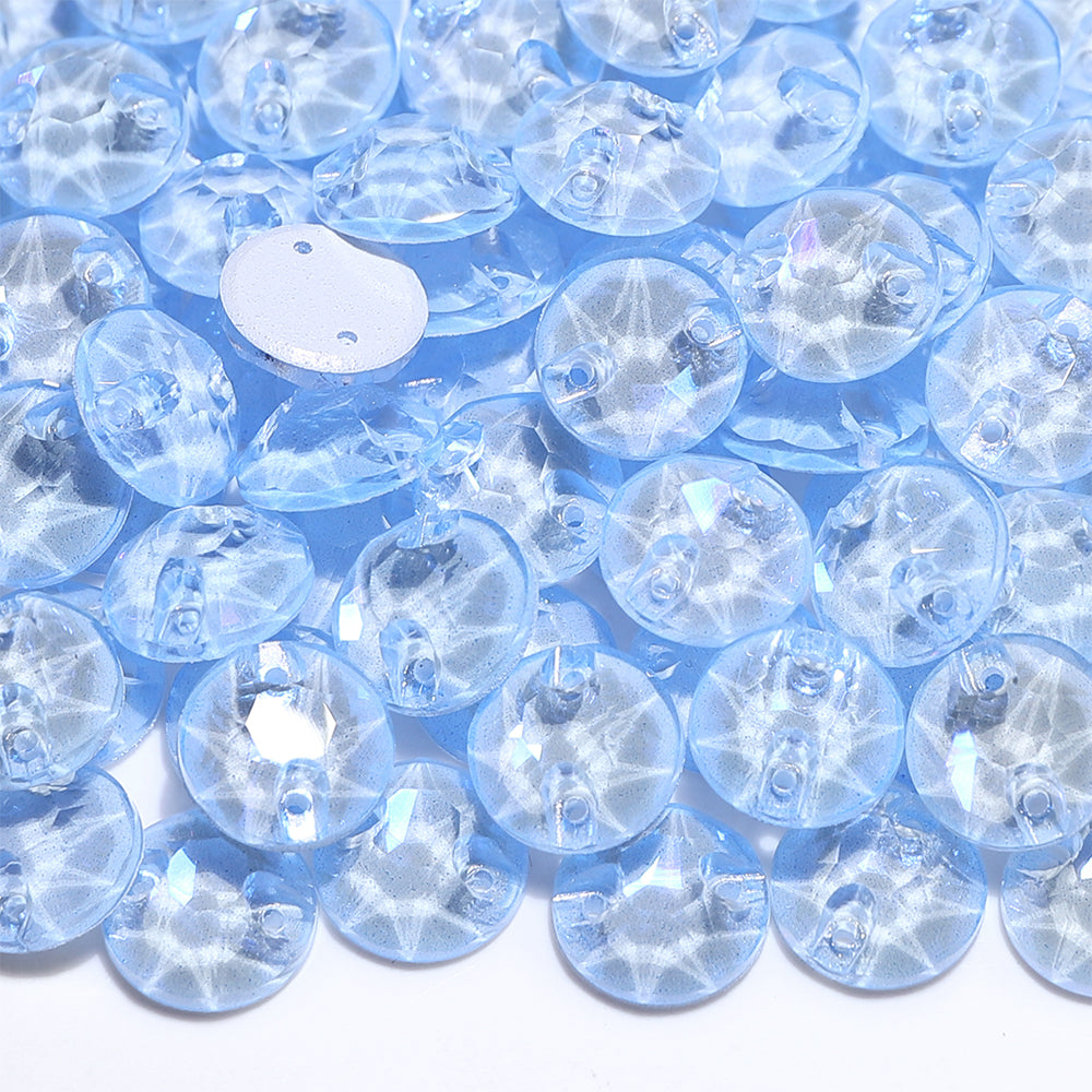 Electric Neon Light Blue XIRIUS Round Shape High Quality Glass Sew-on Rhinestones WholesaleRhinestone