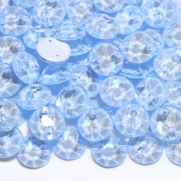 Electric Neon Light Blue XIRIUS Round Shape High Quality Glass Sew-on Rhinestones WholesaleRhinestone
