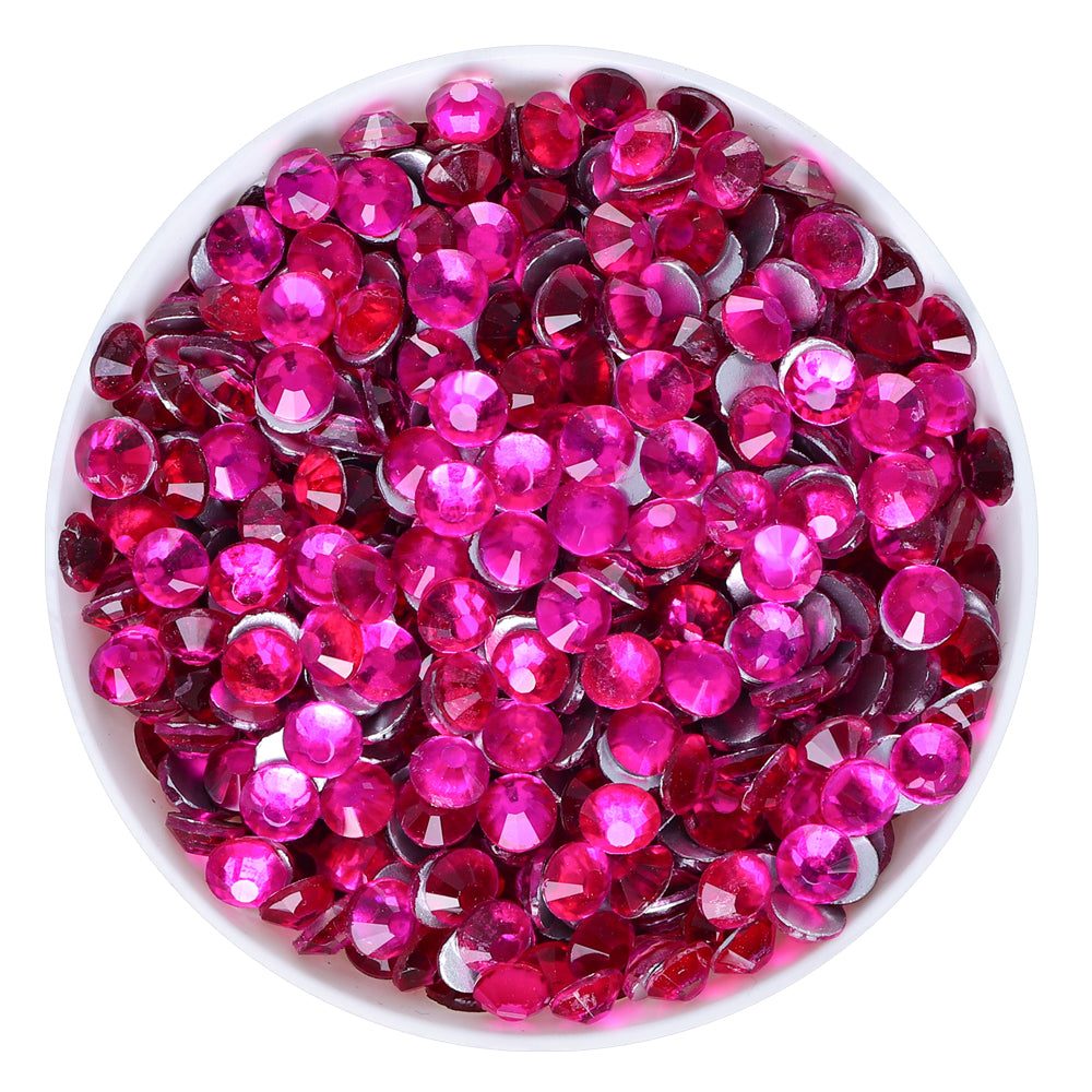 Light Fuchsia Glass FlatBack Rhinestones Silver Back