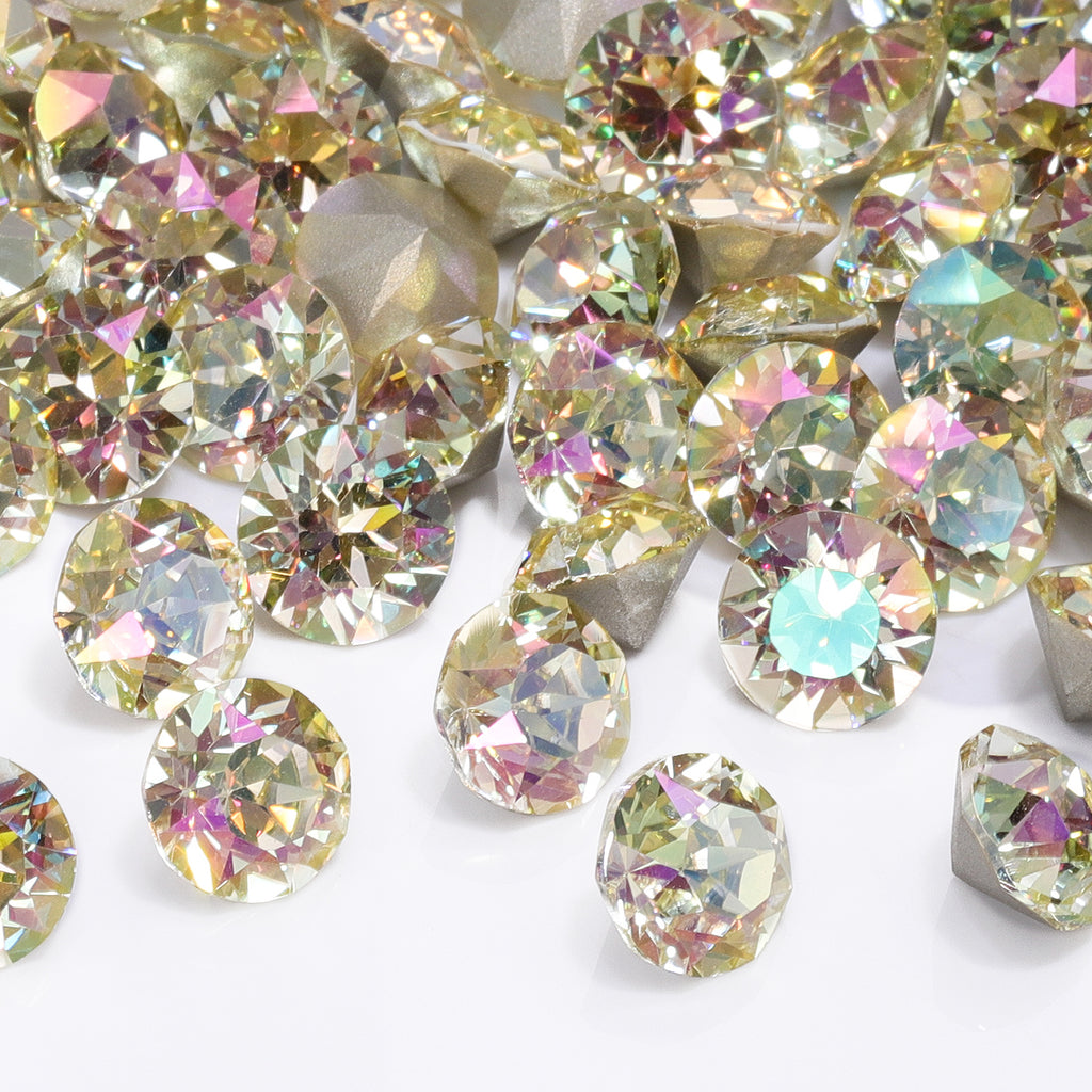 Luminous Green XIRIUS Chaton Shape High Quality Glass Pointed Back Fancy Rhinestones WholesaleRhinestone