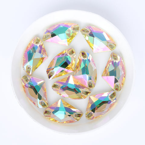Luminous Green Galactic Shape High Quality Glass Sew-on Rhinestones