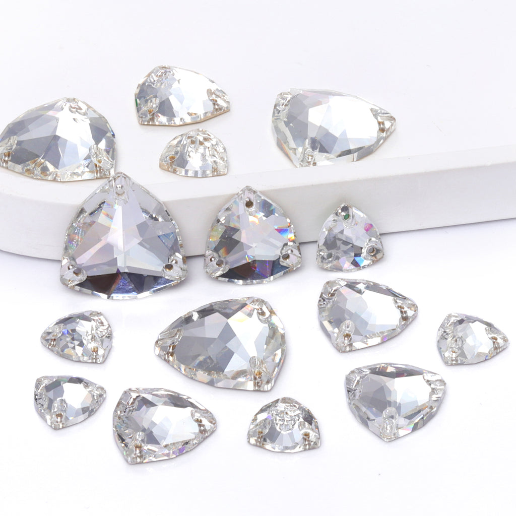 Mixed Sizes Crystal Trilliant Shape High Quality Glass Sew-on Rhinestones