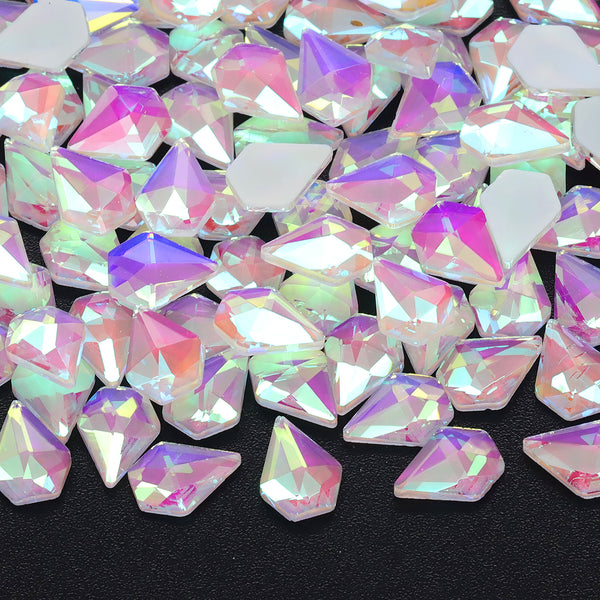 Diamond Shape Mocha White Flat Back Fancy Rhinestones WholesaleRhinestone
