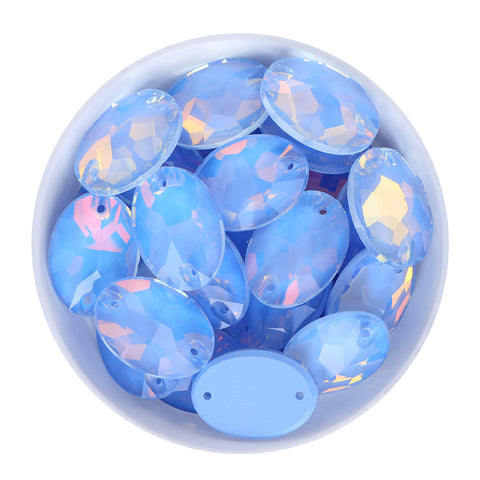 Light Sapphire AM Oval Shape High Quality Glass Sew-on Rhinestones