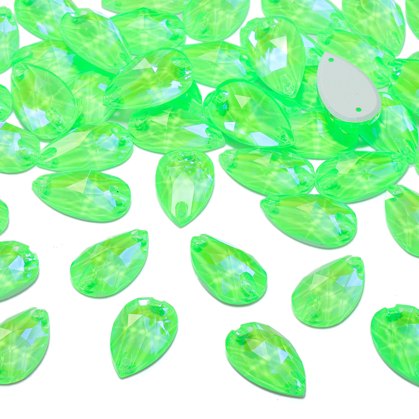Electric Neon Peridot Drop Shape High Quality Glass Sew-on Rhinestones WholesaleRhinestone