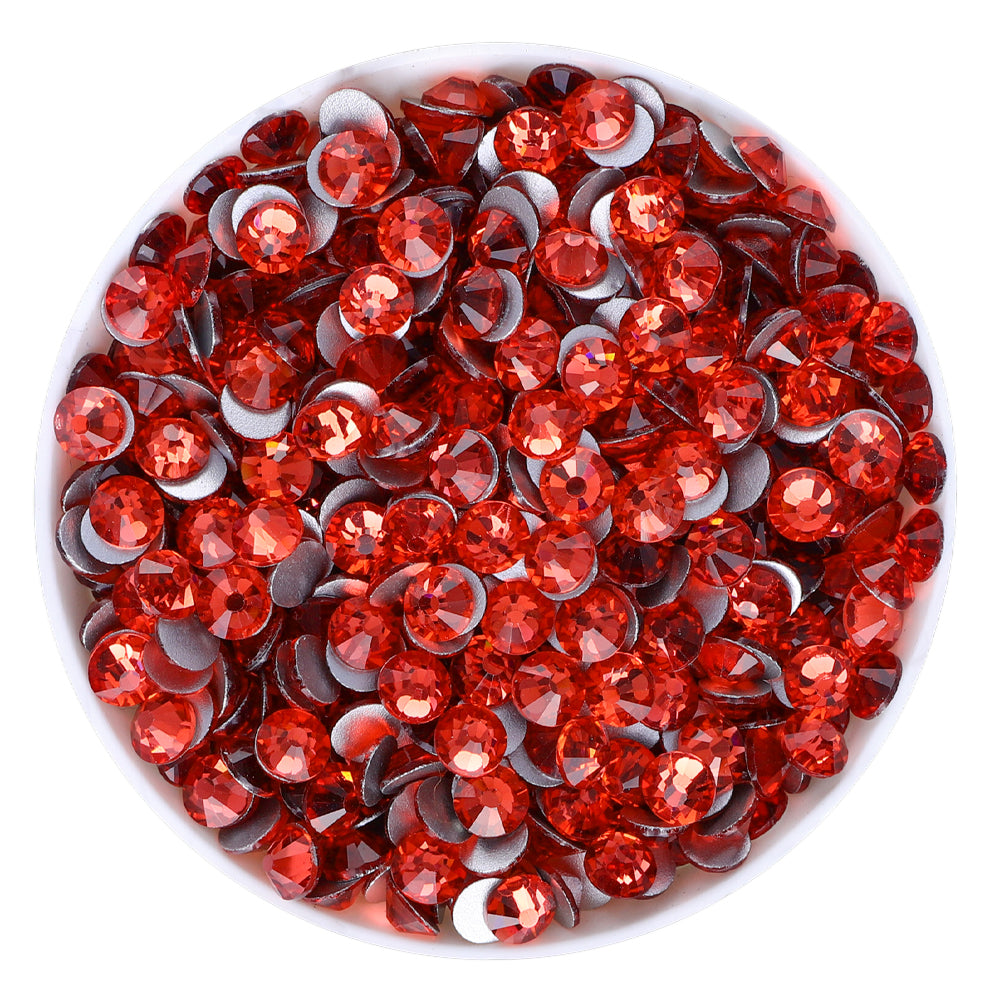 Padparadscha Glas flacher Rücken Strass Silber Rücken