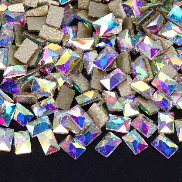 Rectangle Shape Crystal AB Flat Back Fancy Rhinestones