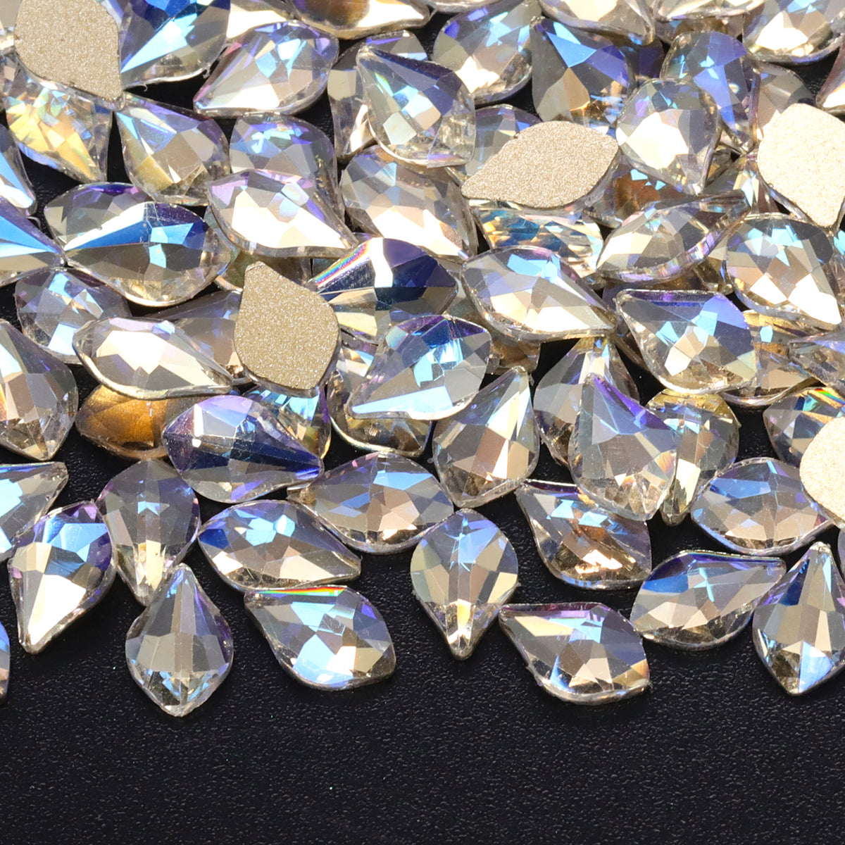 Maple leaves Shape Blue Moonlight Flat Back Fancy Rhinestones WholesaleRhinestone