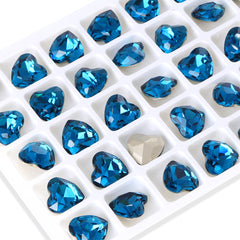 Indicolite Heart Shape High Quality Glass Pointed Back Fancy Rhinestones