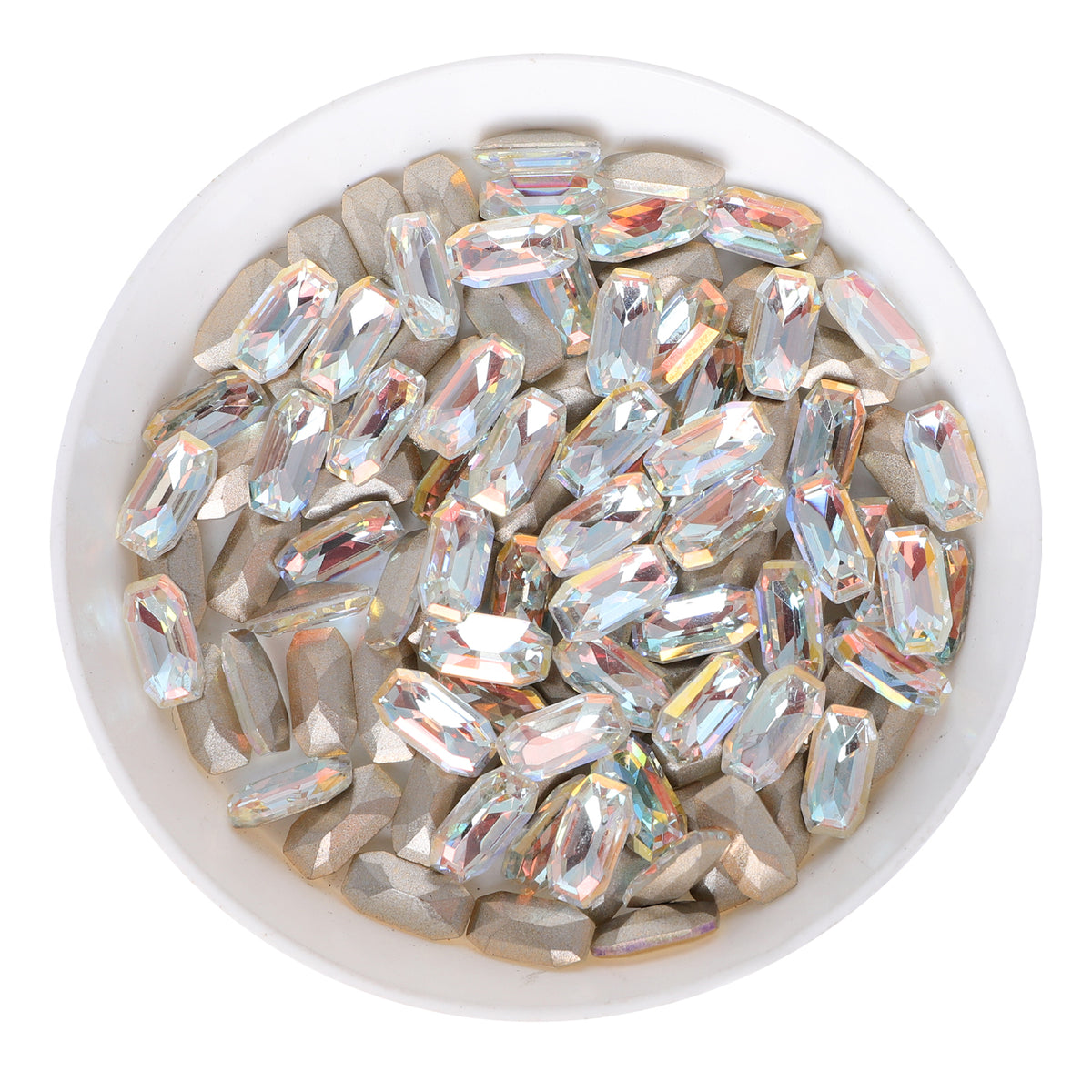 Cognac White Elongated Imperial Shape Glass Pointed Back Fancy Rhinestones WholesaleRhinestone メイン画像