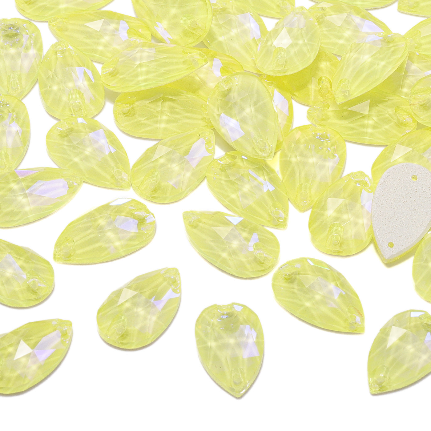 Electric Neon Light Topaz Drop Shape High Quality Glass Sew-on Rhinestones WholesaleRhinestone