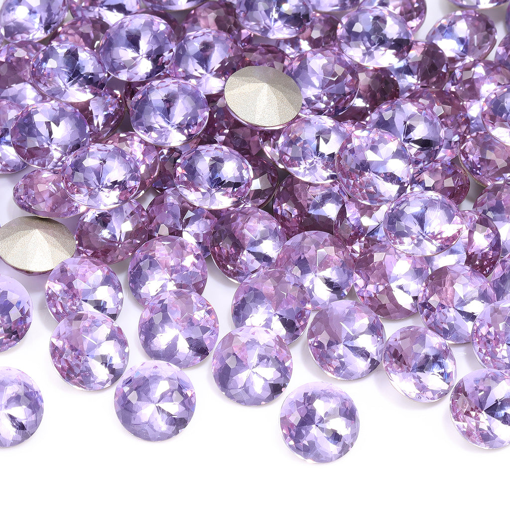 Violet Dome Round Shape High Quality Glass Pointed Back Fancy Rhinestones WholesaleRhinestone
