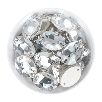 Silver Shade Oval Shape High Quality Glass Sew-on Rhinestones WholesaleRhinestone