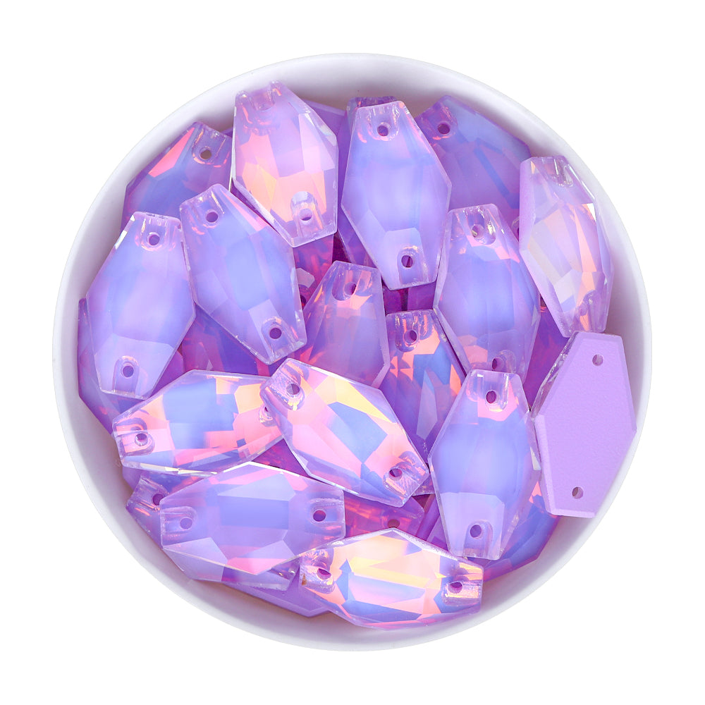 Lavender AM Hexagon Shape High Quality Glass Sew-on Rhinestones