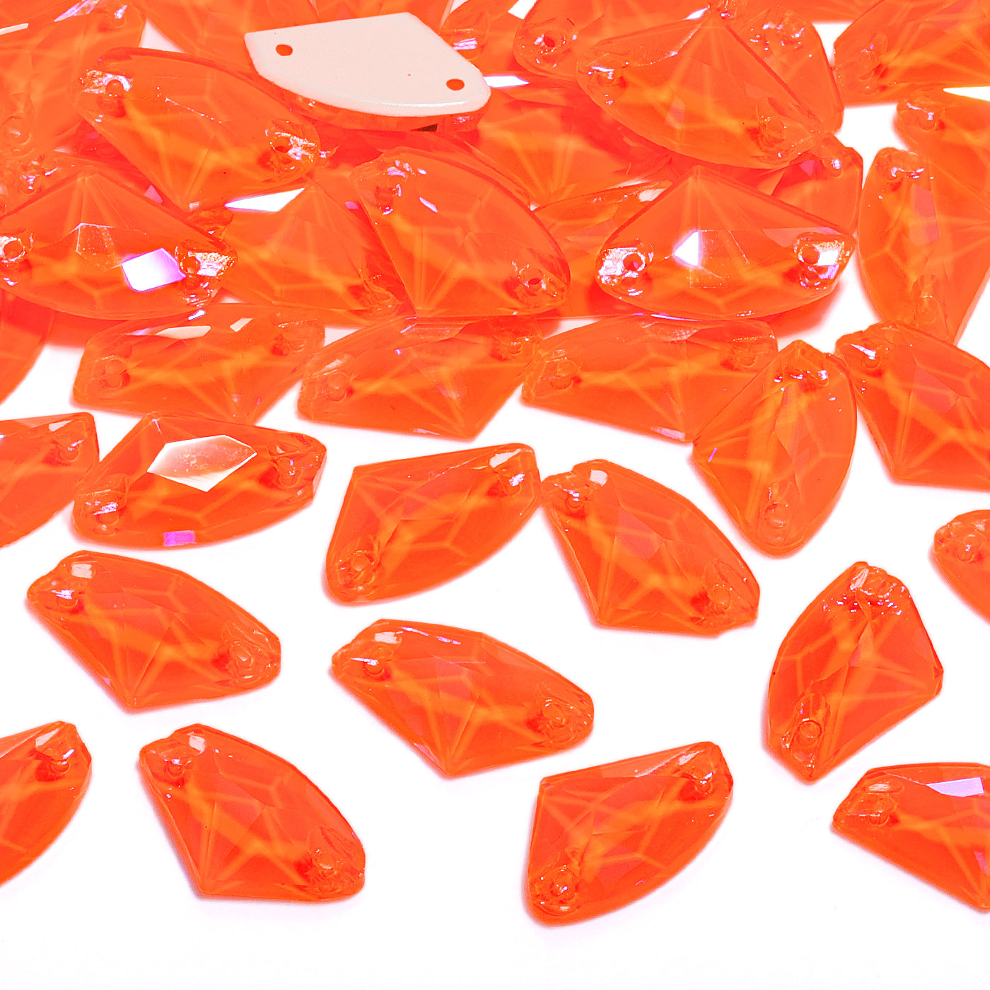 Electric Neon Orange Yellow Galactic Shape High Quality Glass Sew-on Rhinestones