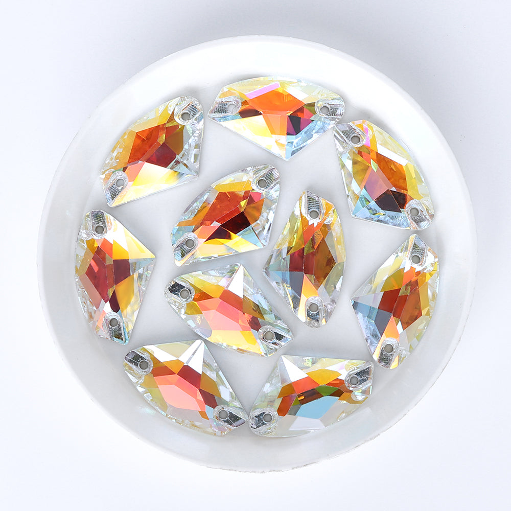 Light Crystal AB Galactic Shape High Quality Glass Sew-on Rhinestones