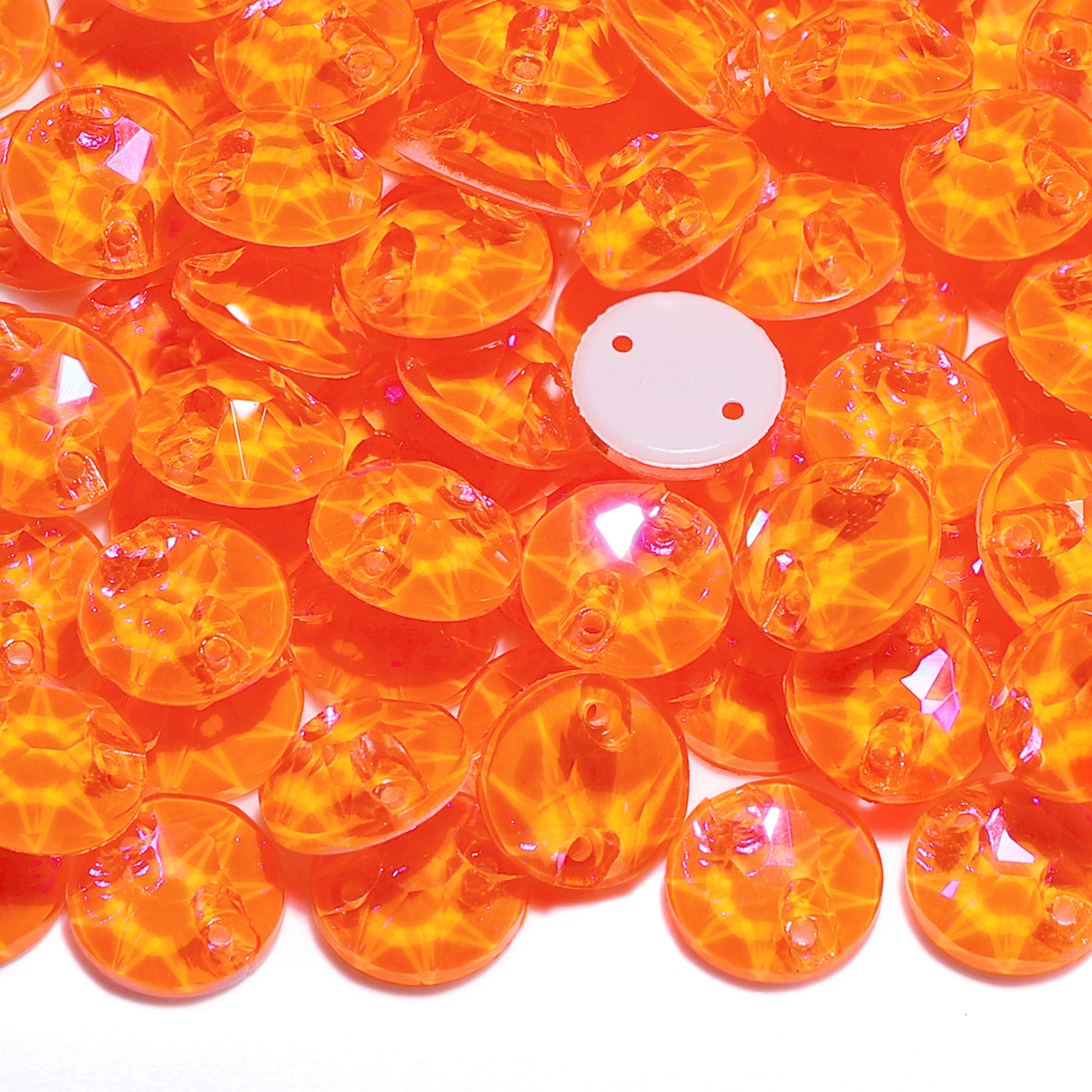 Electric Neon Orange Yellow XIRIUS Round Shape High Quality Glass Sew-on Rhinestones