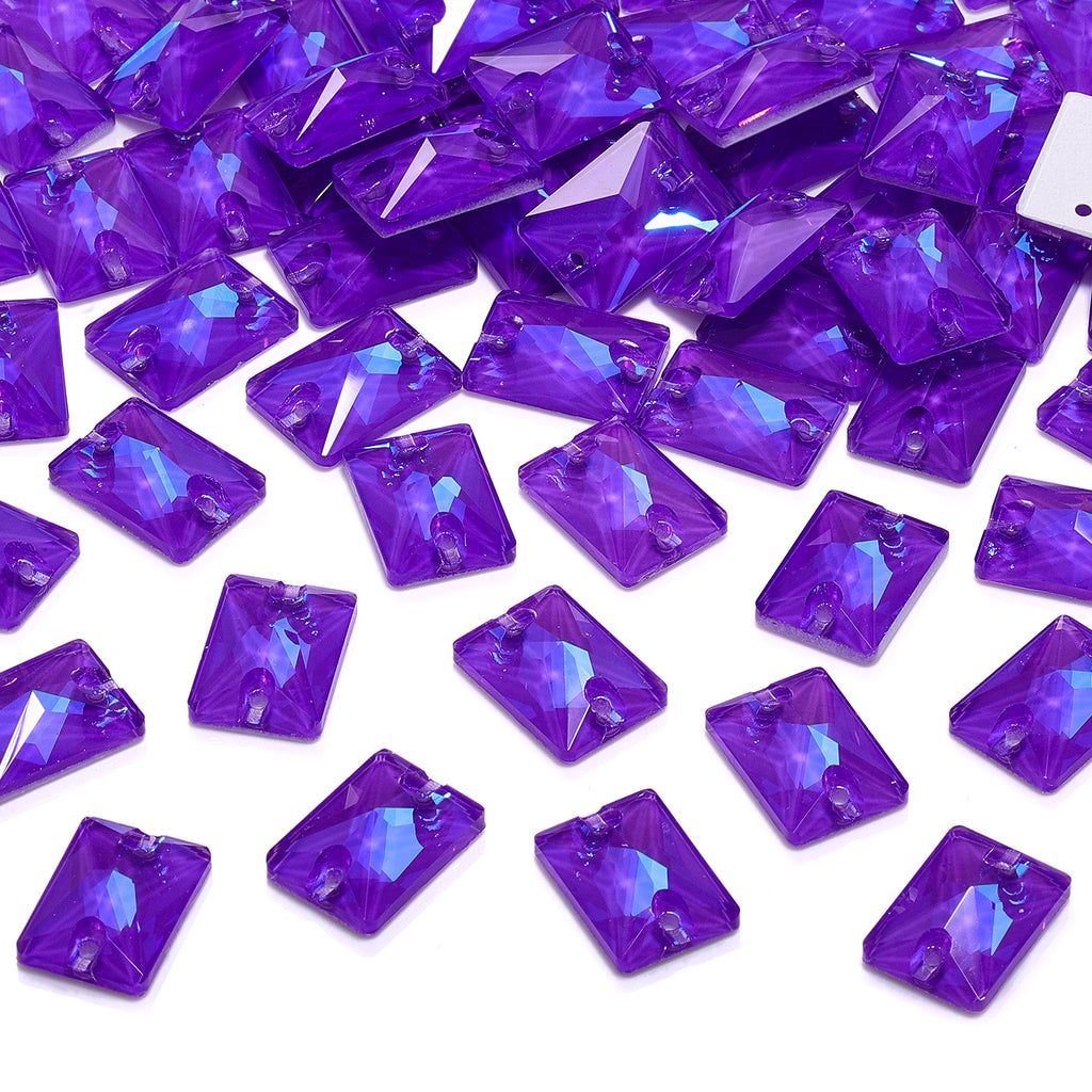 Electric Neon Violet Rectangle Shape High Quality Glass Sew-on Rhinestones WholesaleRhinestone
