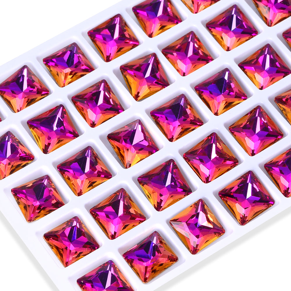Violet Blue Princess Square Shape High Quality Glass Pointed Back Fancy Rhinestones WholesaleRhinestone