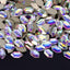 Elongated Hexagon Shape Crystal AB Flat Back Fancy Rhinestones