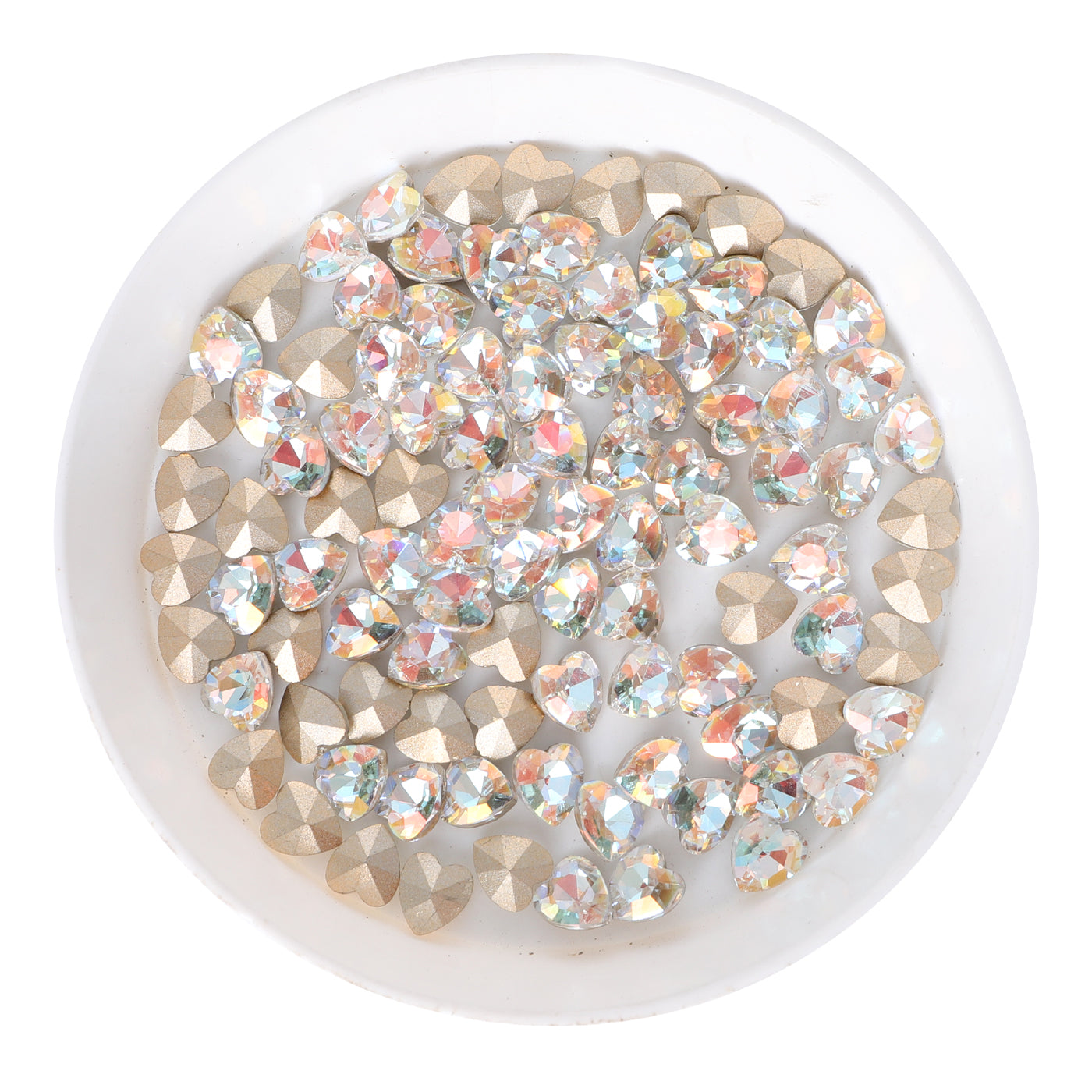 Cognac White Heart Shape Glass Pointed Back Fancy Rhinestones WholesaleRhinestone Main image