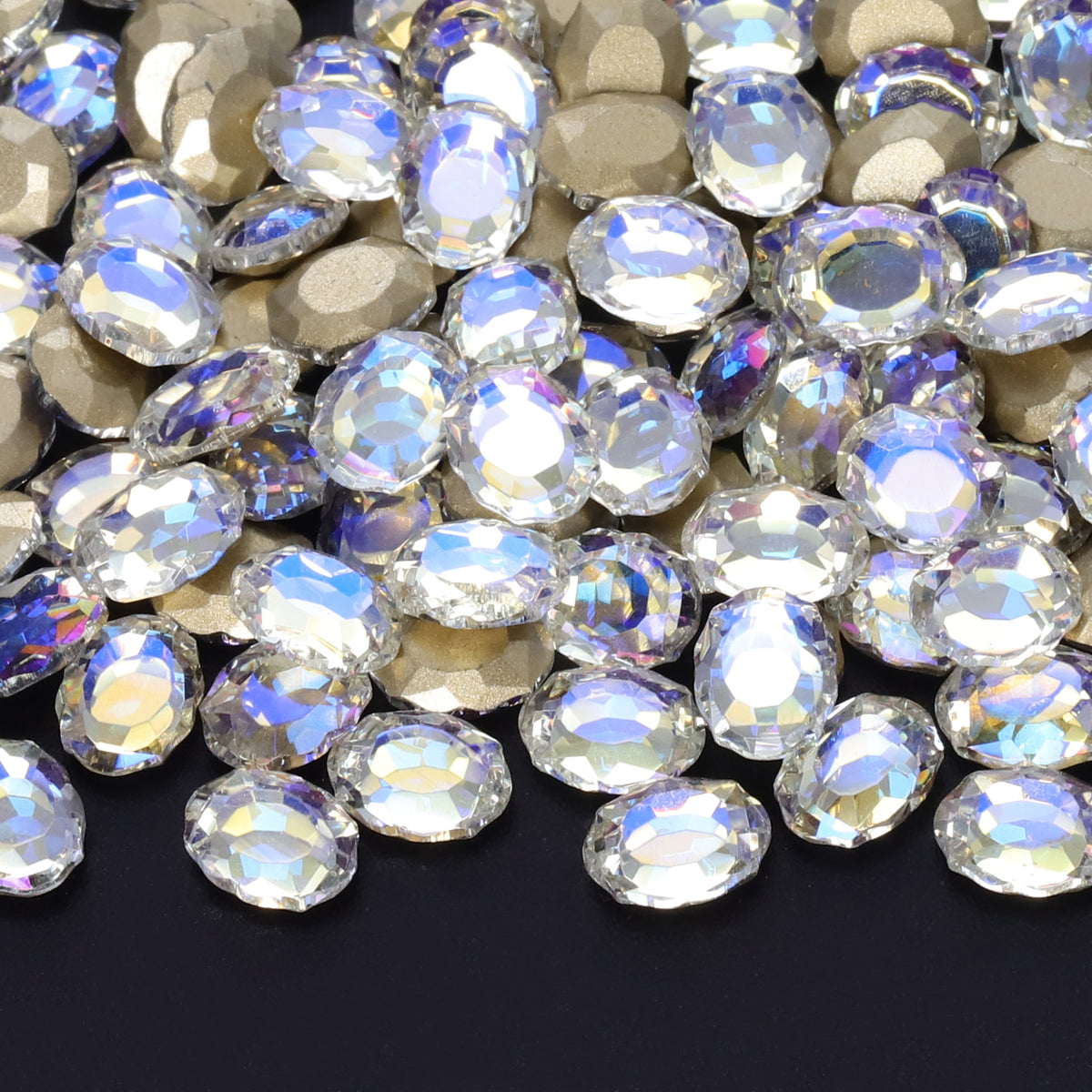 Blue Moonlight Magic Mirror Shape Pointed Back Fancy Rhinestones For Nail Art