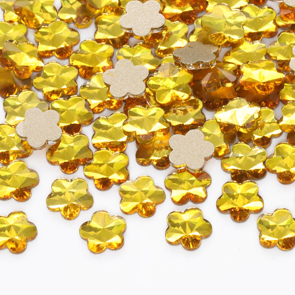 5 leaf plum blossoms Shape Citrine Flat Back Fancy Rhinestones WholesaleRhinestone