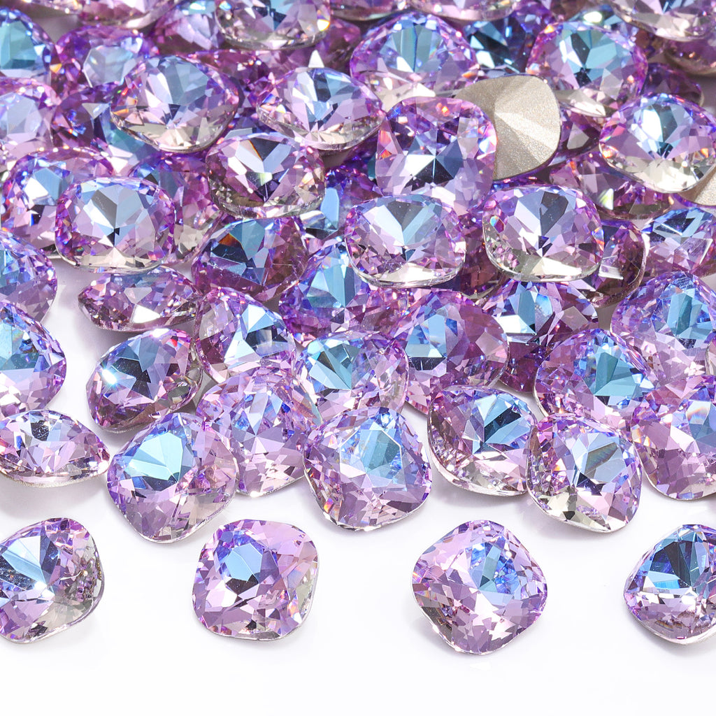 Vitrail Light Cushion Square Shape High Quality Glass Pointed Back Fancy Rhinestones WholesaleRhinestone
