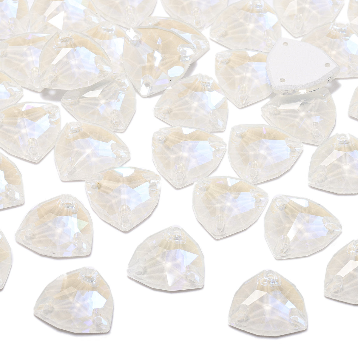 Electric Neon White Trilliant Shape High Quality Glass Sew-on Rhinestones WholesaleRhinestone